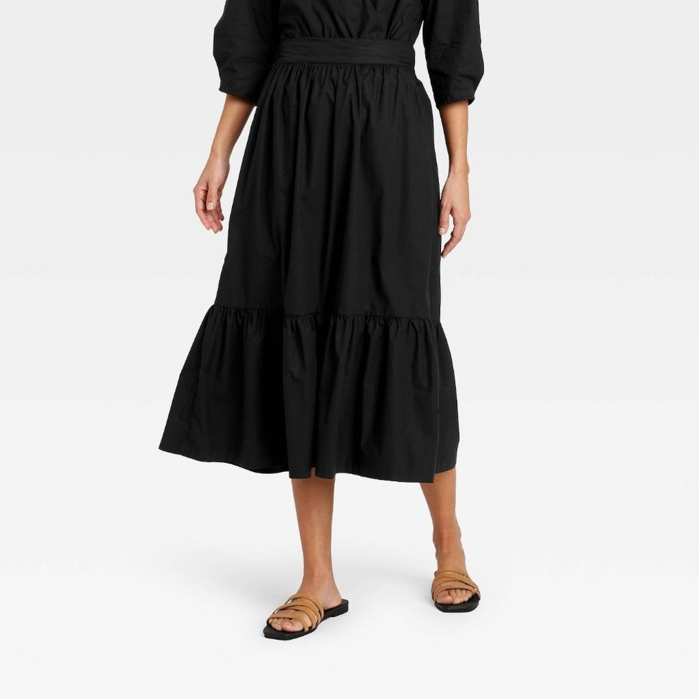 Women's Tiered A-line Midi Skirt - A New Day™